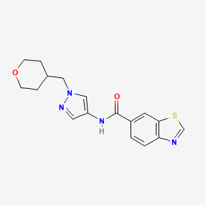 molecular formula C17H18N4O2S B2633181 N-(1-((tetrahydro-2H-pyran-4-yl)methyl)-1H-pyrazol-4-yl)benzo[d]thiazole-6-carboxamide CAS No. 1705427-27-5