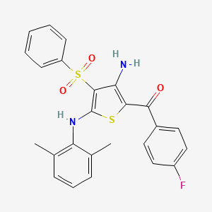 (3-Amino-5-((2,6-dimethylphenyl)amino)-4-(phenylsulfonyl)thiophen-2-yl)(4-fluorophenyl)methanone