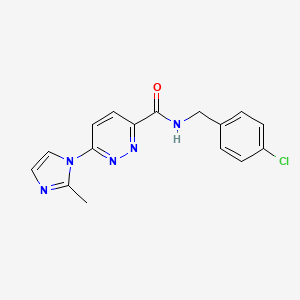 molecular formula C16H14ClN5O B2633190 N-(4-氯苄基)-6-(2-甲基-1H-咪唑-1-基)吡啶并[2,3-d]嘧啶-3-甲酰胺 CAS No. 1396628-69-5