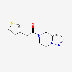 molecular formula C12H13N3OS B2633191 1-(6,7-dihydropyrazolo[1,5-a]pyrazin-5(4H)-yl)-2-(thiophen-3-yl)ethanone CAS No. 2034592-70-4