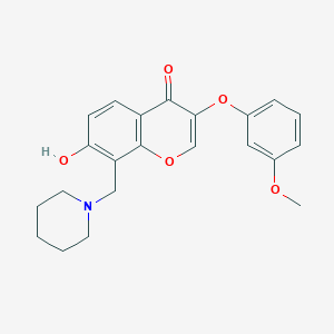 molecular formula C22H23NO5 B2633196 7-hydroxy-3-(3-methoxyphenoxy)-8-(piperidin-1-ylmethyl)-4H-chromen-4-one CAS No. 637751-87-2