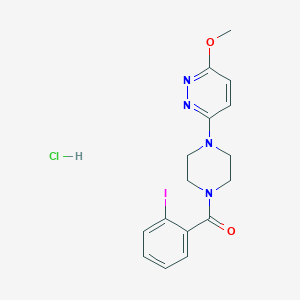molecular formula C16H18ClIN4O2 B2633208 (2-碘苯基)(4-(6-甲氧基哒嗪-3-基)哌嗪-1-基)甲酮盐酸盐 CAS No. 1184999-72-1