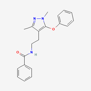 molecular formula C20H21N3O2 B2633209 N-[2-(1,3-dimethyl-5-phenoxy-1H-pyrazol-4-yl)ethyl]benzenecarboxamide CAS No. 477711-48-1