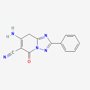 molecular formula C13H9N5O B2633222 7-Amino-5-oxo-2-phenyl-5,8-dihydro(1,2,4)triazolo[1,5-a]pyridine-6-carbonitrile CAS No. 184591-13-7