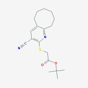 molecular formula C18H24N2O2S B2633223 叔丁基2-[(3-氰基-5,6,7,8,9,10-六氢环辛[b]吡啶-2-基)巯基]乙酸酯 CAS No. 445384-24-7