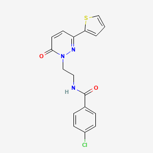 molecular formula C17H14ClN3O2S B2633227 4-氯-N-(2-(6-氧代-3-(噻吩-2-基)吡哒嗪-1(6H)-基)乙基)苯甲酰胺 CAS No. 946344-84-9