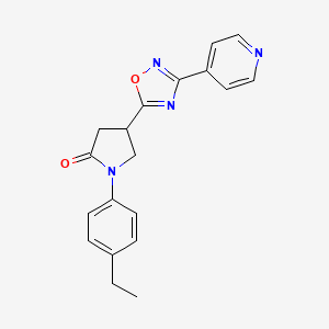 molecular formula C19H18N4O2 B2633231 1-(4-Ethylphenyl)-4-[3-(4-pyridyl)-1,2,4-oxadiazol-5-yl]-2-pyrrolidinone CAS No. 941998-13-6