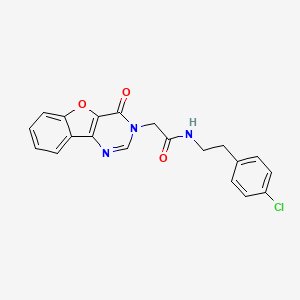 molecular formula C20H16ClN3O3 B2633257 N-[2-(4-chlorophenyl)ethyl]-2-(4-oxo-[1]benzofuro[3,2-d]pyrimidin-3-yl)acetamide CAS No. 849685-28-5