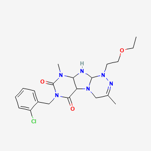 molecular formula C20H23ClN6O3 B2633276 7-[(2-chlorophenyl)methyl]-1-(2-ethoxyethyl)-3,9-dimethyl-1H,4H,6H,7H,8H,9H-[1,2,4]triazino[4,3-g]purine-6,8-dione CAS No. 923476-40-8