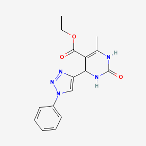 molecular formula C16H17N5O3 B2633279 Ethyl 6-methyl-2-oxo-4-(1-phenyltriazol-4-yl)-3,4-dihydro-1H-pyrimidine-5-carboxylate CAS No. 2380186-30-9