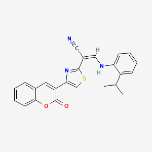 molecular formula C24H19N3O2S B2633280 (Z)-3-((2-isopropylphenyl)amino)-2-(4-(2-oxo-2H-chromen-3-yl)thiazol-2-yl)acrylonitrile CAS No. 1321944-71-1