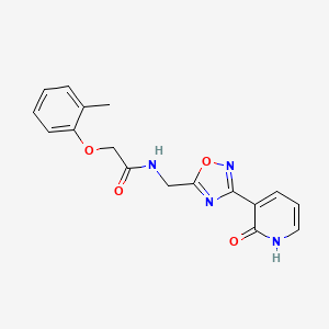 molecular formula C17H16N4O4 B2633282 N-((3-(2-oxo-1,2-dihydropyridin-3-yl)-1,2,4-oxadiazol-5-yl)methyl)-2-(o-tolyloxy)acetamide CAS No. 2034350-01-9