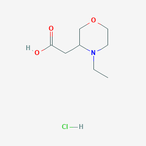 molecular formula C8H16ClNO3 B2633286 2-(4-Ethylmorpholin-3-yl)acetic acid hydrochloride CAS No. 2225146-65-4
