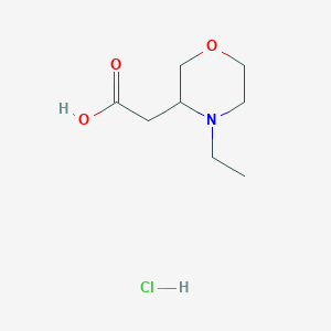 molecular formula C8H16ClNO3 B2633286 盐酸2-(4-乙基吗啉-3-基)乙酸 CAS No. 2225146-65-4