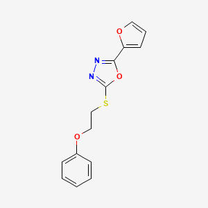 molecular formula C14H12N2O3S B2633287 2-(2-Furyl)-5-[(2-phenoxyethyl)sulfanyl]-1,3,4-oxadiazole CAS No. 477856-49-8