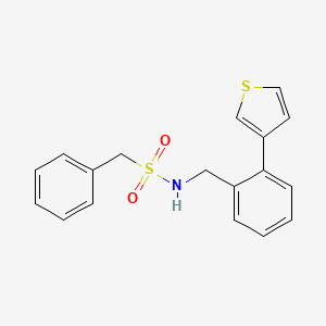 molecular formula C18H17NO2S2 B2633301 1-phenyl-N-(2-(thiophen-3-yl)benzyl)methanesulfonamide CAS No. 1797086-10-2