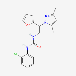 molecular formula C18H19ClN4O2 B2633303 1-(2-氯苯基)-3-(2-(3,5-二甲基-1H-吡唑-1-基)-2-(呋喃-2-基)乙基)脲 CAS No. 2185590-36-5