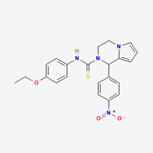 molecular formula C22H22N4O3S B2633319 N-(4-ethoxyphenyl)-1-(4-nitrophenyl)-3,4-dihydropyrrolo[1,2-a]pyrazine-2(1H)-carbothioamide CAS No. 393825-73-5