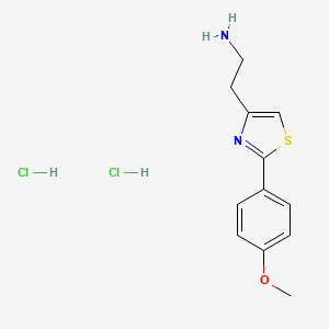 molecular formula C12H16Cl2N2OS B2633322 2-(2-(4-Methoxyphenyl)thiazol-4-yl)ethanamine dihydrochloride CAS No. 1351612-07-1