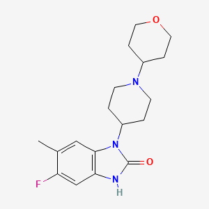 molecular formula C18H24FN3O2 B2633324 5-Fluoro-6-methyl-1-[1-(tetrahydropyran-4-yl)-piperidin-4-yl]-1,3-dihydrobenzimidazol-2-one CAS No. 932375-35-4