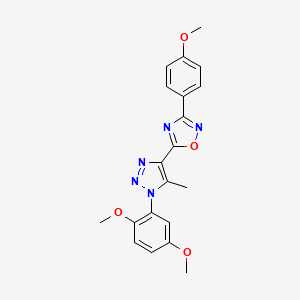 molecular formula C20H19N5O4 B2633330 5-(1-(2,5-dimethoxyphenyl)-5-methyl-1H-1,2,3-triazol-4-yl)-3-(4-methoxyphenyl)-1,2,4-oxadiazole CAS No. 941906-76-9