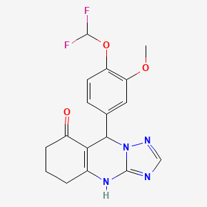 molecular formula C17H16F2N4O3 B2633337 9-(4-(difluoromethoxy)-3-methoxyphenyl)-5,6,7,9-tetrahydro-[1,2,4]triazolo[5,1-b]quinazolin-8(4H)-one CAS No. 725218-46-2