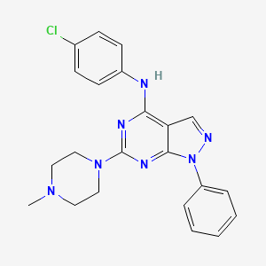 molecular formula C22H22ClN7 B2633338 N-(4-chlorophenyl)-6-(4-methylpiperazin-1-yl)-1-phenyl-1H-pyrazolo[3,4-d]pyrimidin-4-amine CAS No. 946289-20-9