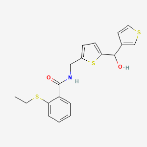 molecular formula C19H19NO2S3 B2633355 2-(乙硫基)-N-((5-(羟基(噻吩-3-基)甲基)噻吩-2-基)甲基)苯甲酰胺 CAS No. 1797300-48-1