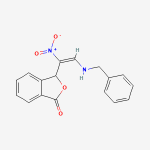 molecular formula C17H14N2O4 B2633358 3-[2-(benzylamino)-1-nitrovinyl]-2-benzofuran-1(3H)-one CAS No. 320420-46-0