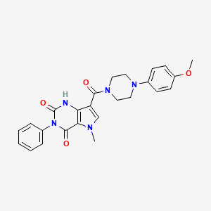 molecular formula C25H25N5O4 B2633360 7-(4-(4-甲氧基苯基)哌嗪-1-羰基)-5-甲基-3-苯基-1H-吡咯并[3,2-d]嘧啶-2,4(3H,5H)-二酮 CAS No. 921850-79-5