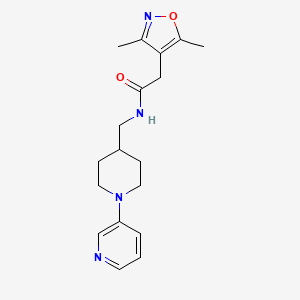 molecular formula C18H24N4O2 B2633371 2-(3,5-dimethylisoxazol-4-yl)-N-((1-(pyridin-3-yl)piperidin-4-yl)methyl)acetamide CAS No. 2034283-73-1