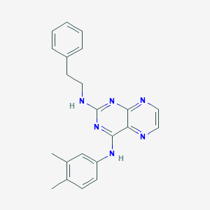 molecular formula C22H22N6 B2633373 N4-(3,4-二甲苯基)-N2-苯乙基蝶啶-2,4-二胺 CAS No. 946217-66-9