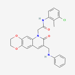 molecular formula C27H24ClN3O4 B2633374 2-[8-(苯胺甲基)-7-氧代-2,3-二氢[1,4]二氧杂环[2,3-g]喹啉-6(7H)-基]-N-(3-氯-2-甲苯基)乙酰胺 CAS No. 894551-11-2