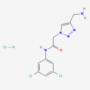 molecular formula C11H12Cl3N5O B2633376 2-[4-(Aminomethyl)triazol-1-yl]-N-(3,5-dichlorophenyl)acetamide;hydrochloride CAS No. 2402829-58-5