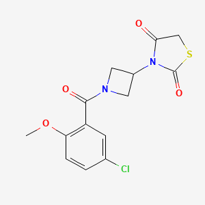 molecular formula C14H13ClN2O4S B2633380 3-(1-(5-Chloro-2-methoxybenzoyl)azetidin-3-yl)thiazolidine-2,4-dione CAS No. 2034235-66-8
