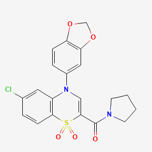(4-(benzo[d][1,3]dioxol-5-yl)-6-chloro-1,1-dioxido-4H-benzo[b][1,4]thiazin-2-yl)(pyrrolidin-1-yl)methanone