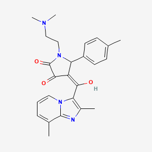 molecular formula C25H28N4O3 B2633387 1-(2-(二甲氨基)乙基)-4-(2,8-二甲基咪唑并[1,2-a]吡啶-3-羰基)-3-羟基-5-(对甲苯基)-1H-吡咯-2(5H)-酮 CAS No. 845986-27-8