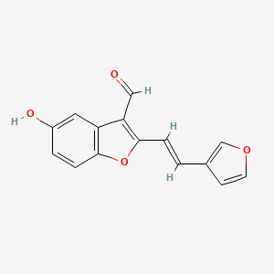 molecular formula C15H10O4 B2633395 2-[2-(3-furyl)vinyl]-5-hydroxy-1-benzofuran-3-carbaldehyde CAS No. 852691-02-2