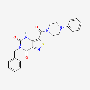 molecular formula C23H21N5O3S B2633397 6-苄基-3-[(4-苯基哌嗪基)羰基]异噻唑并[4,3-d]嘧啶-5,7(4H,6H)-二酮 CAS No. 1251688-83-1