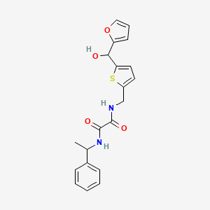 molecular formula C20H20N2O4S B2633405 N1-((5-(furan-2-yl(hydroxy)methyl)thiophen-2-yl)methyl)-N2-(1-phenylethyl)oxalamide CAS No. 1790197-93-1