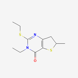 molecular formula C11H16N2OS2 B2633421 3-Ethyl-2-ethylsulfanyl-6-methyl-6,7-dihydrothieno[3,2-d]pyrimidin-4-one CAS No. 851409-80-8