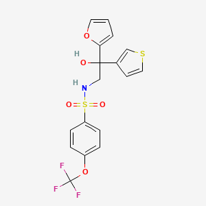 molecular formula C17H14F3NO5S2 B2633427 N-(2-(furan-2-yl)-2-hydroxy-2-(thiophen-3-yl)ethyl)-4-(trifluoromethoxy)benzenesulfonamide CAS No. 2034397-65-2