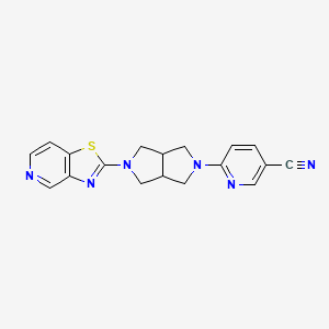 molecular formula C18H16N6S B2633430 6-[5-([1,3]Thiazolo[4,5-c]pyridin-2-yl)-1,3,3a,4,6,6a-hexahydropyrrolo[3,4-c]pyrrol-2-yl]pyridine-3-carbonitrile CAS No. 2415569-77-4