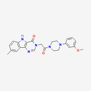 molecular formula C24H25N5O3 B2633439 3-{2-[4-(3-甲氧基苯基)哌嗪-1-基]-2-氧代乙基}-8-甲基-3,5-二氢-4H-嘧啶并[5,4-b]吲哚-4-酮 CAS No. 1105212-05-2