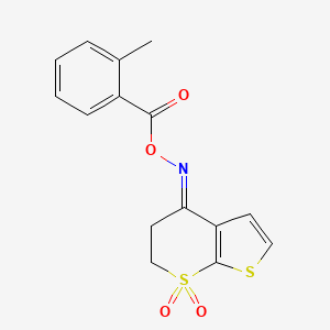 molecular formula C15H13NO4S2 B2633447 [(E)-(7,7-dioxo-5,6-dihydrothieno[2,3-b]thiopyran-4-ylidene)amino] 2-methylbenzoate CAS No. 478049-55-7