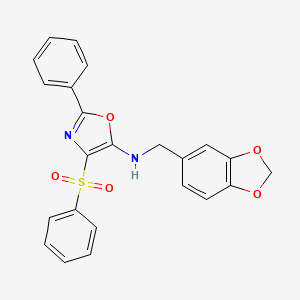 molecular formula C23H18N2O5S B2633490 N-(benzo[d][1,3]dioxol-5-ylmethyl)-2-phenyl-4-(phenylsulfonyl)oxazol-5-amine CAS No. 862761-32-8