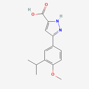 molecular formula C14H16N2O3 B2633507 5-(3-isopropyl-4-methoxyphenyl)-1H-pyrazole-3-carboxylic acid CAS No. 1038826-26-4