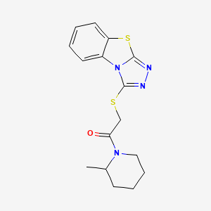 molecular formula C16H18N4OS2 B2633515 1-(2-甲基哌啶-1-基)-2-([1,2,4]三唑并[3,4-b][1,3]苯并噻唑-1-基硫代)乙酮 CAS No. 379238-62-7