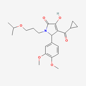 molecular formula C22H29NO6 B2633521 4-(cyclopropanecarbonyl)-5-(3,4-dimethoxyphenyl)-3-hydroxy-1-(3-isopropoxypropyl)-1H-pyrrol-2(5H)-one CAS No. 1017632-49-3