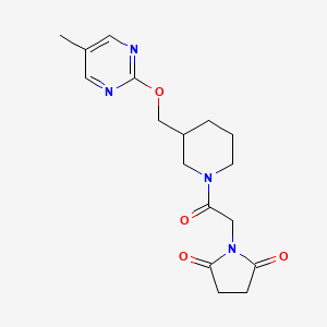molecular formula C17H22N4O4 B2633524 1-[2-[3-[(5-Methylpyrimidin-2-yl)oxymethyl]piperidin-1-yl]-2-oxoethyl]pyrrolidine-2,5-dione CAS No. 2379993-84-5